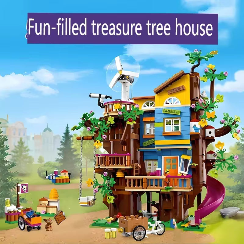 Cabane dans Arbre 1114 Pièces Blocs de Construction – Maison Nature avec Toboggan – Jeu Créatif Enfant – Cadeau Fille Garçon –