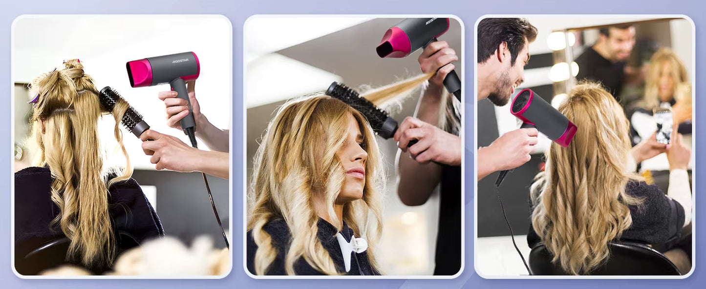 Sèche-Cheveux Professionnel 2200W Ionique – 2 Vitesses, 3 Températures, Air Froid, Léger et Puissant pour Séchage Rapide