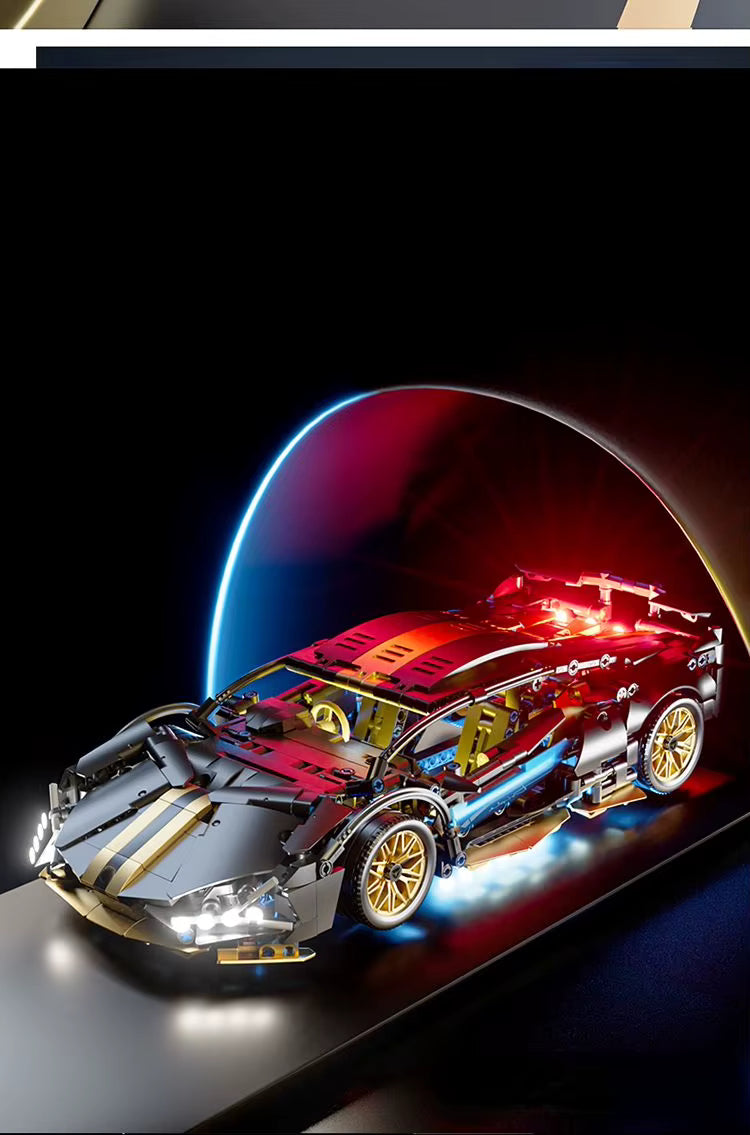 Voiture Supercar en Blocs de Construction 1:14 avec Télécommande et Lumières – Modèle Technique à Assembler – Véhicule de Collection