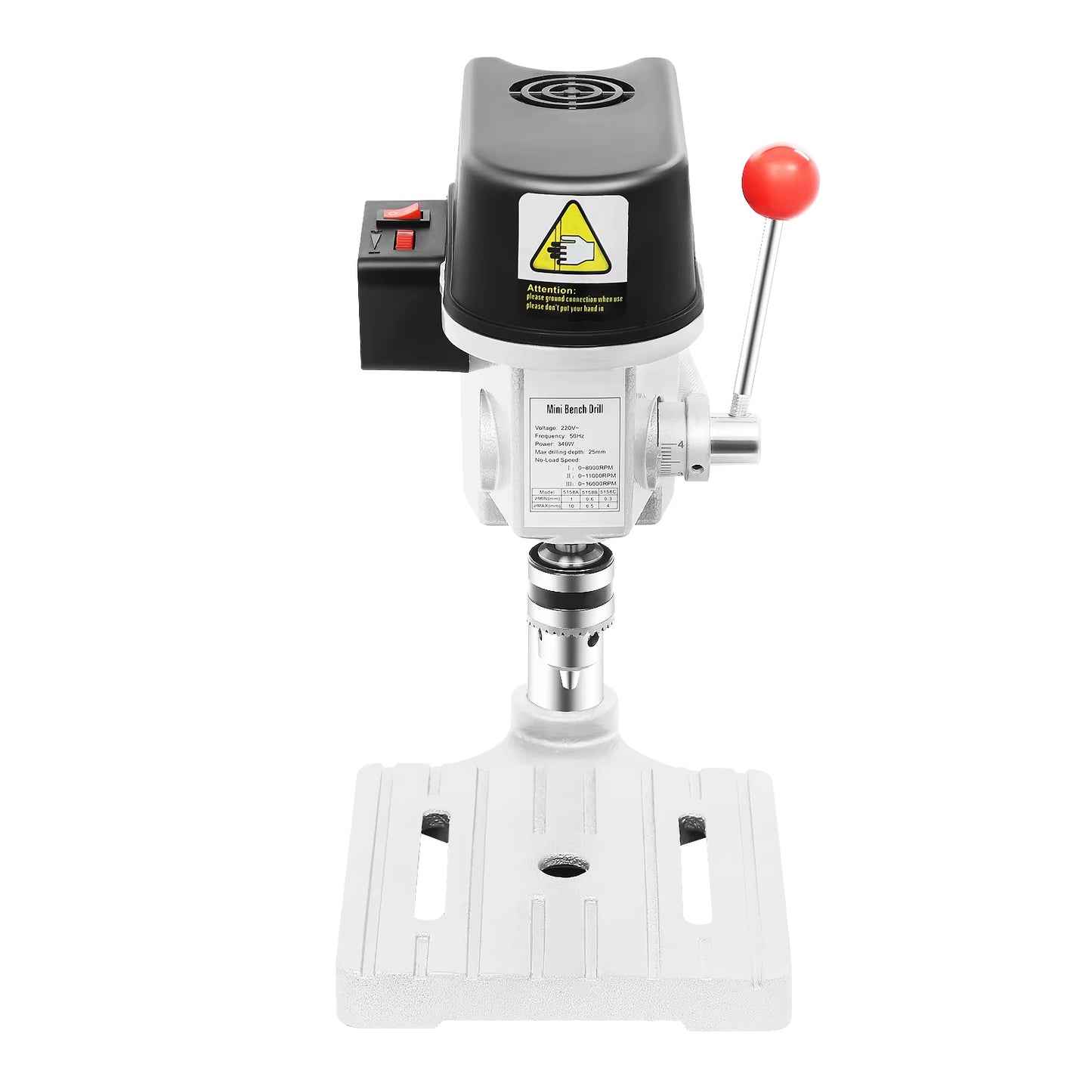 Mini perceuse d’établi 340W réglable 3 vitesses, perceuse de précision sur table, outil électrique portable pour bois, métal et bricolage