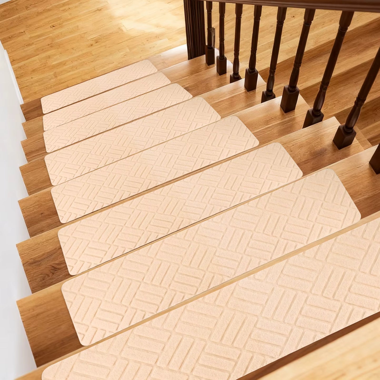 Lot de 15 Tapis de Marche Antidérapants pour Escalier – Revêtement Adhésif Lavable pour Escaliers Intérieurs Bois, Sécurité Enfants et Seniors