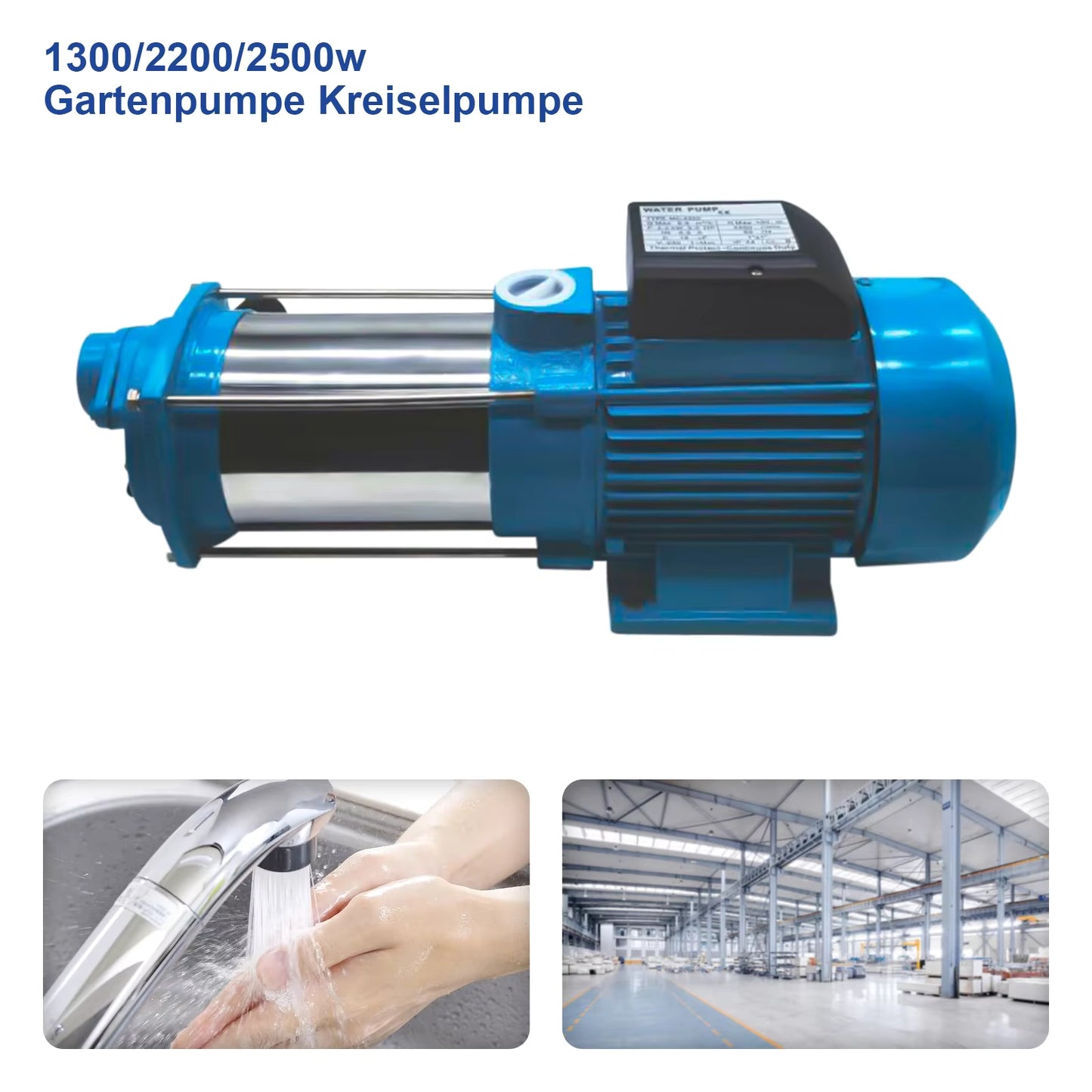 Pompe centrifuge eau domestique 1300W – 4000 L/h – Pompe de jardin arrosage – Pression élevée 220V