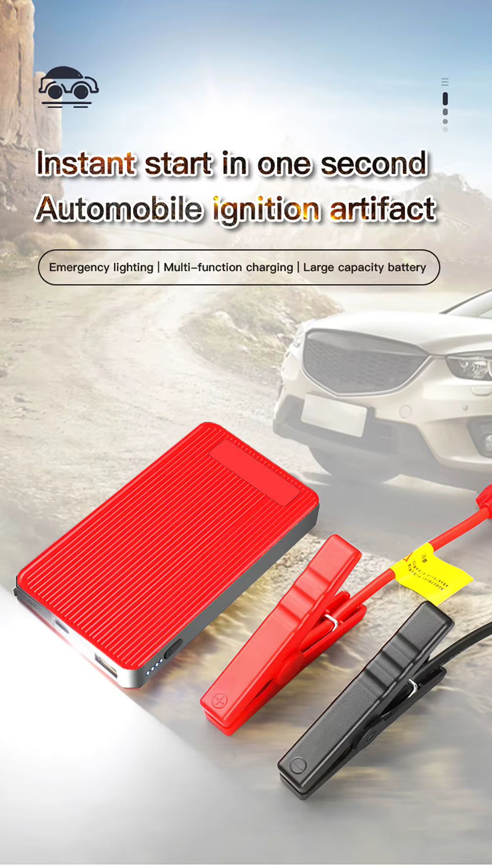 Booster Batterie Voiture 2000A 12V – Démarreur Portable Rechargeable USB – Batterie Externe d’Urgence avec Éclairage LED pour Auto Moto SUV