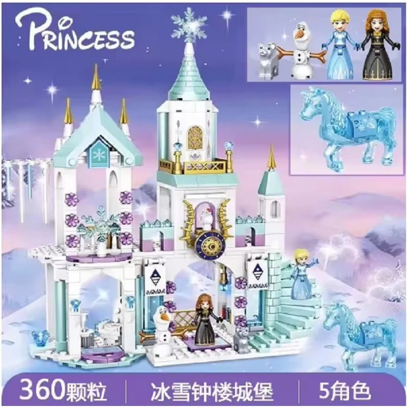 Château Princesse Blocs de Construction 360 Pièces – Palais Neige Hiver – Jeu Créatif Enfant – Cadeau Fille