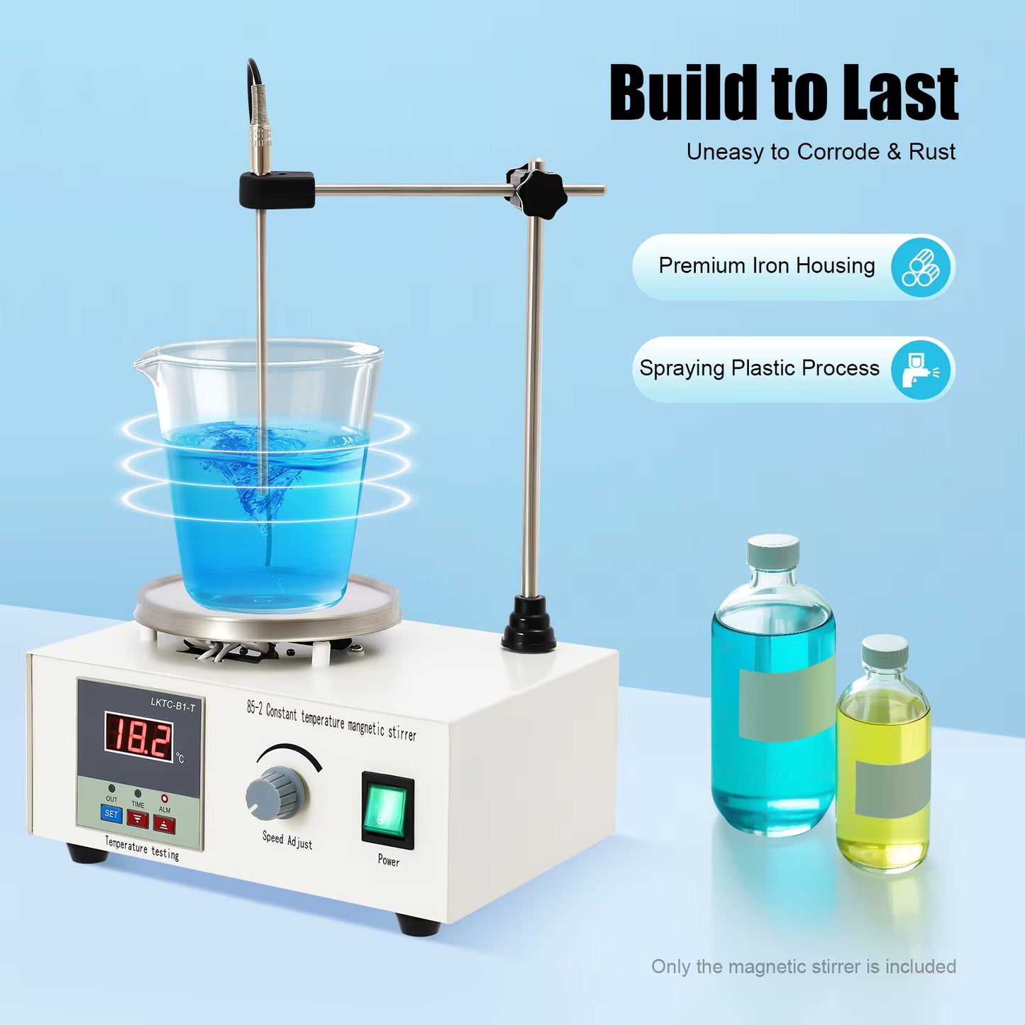 Agitateur Magnétique Chauffant 250W – Plaque Chauffante avec Contrôle Température et Vitesse – Mélangeur de Laboratoire Numérique 2000 ml