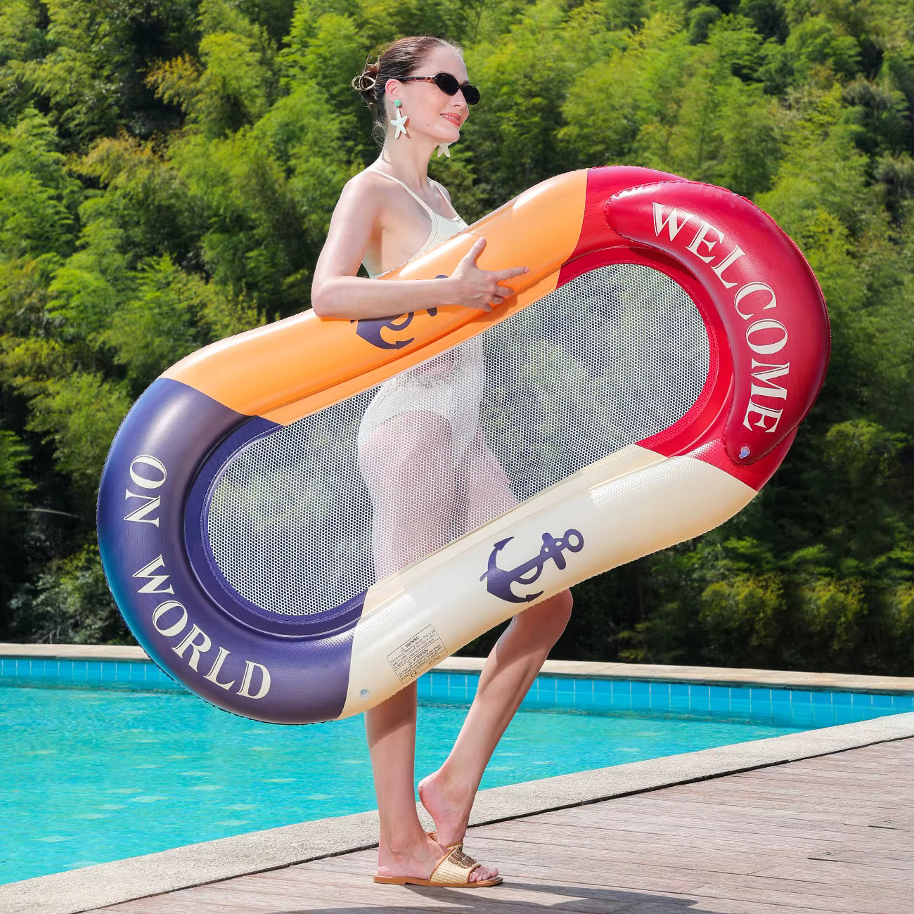 Matelas Gonflable Flottant pour Piscine – Hamac Aquatique & Chaise Longue Gonflable – Bouée de Détente Adulte pour Plage et Vacances