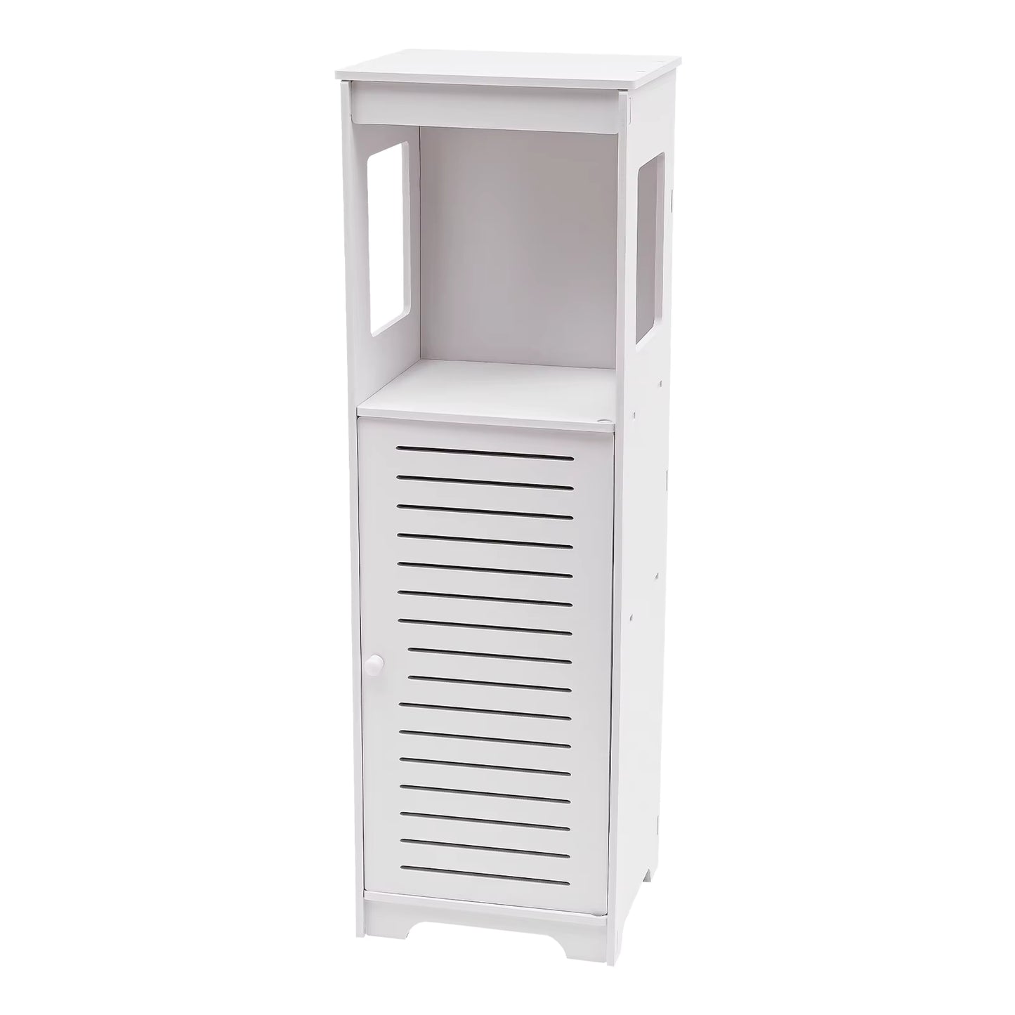 Armoire de Salle de Bain 4 Niveaux en PVC – Étagère de Rangement Étanche avec Porte Ventilée