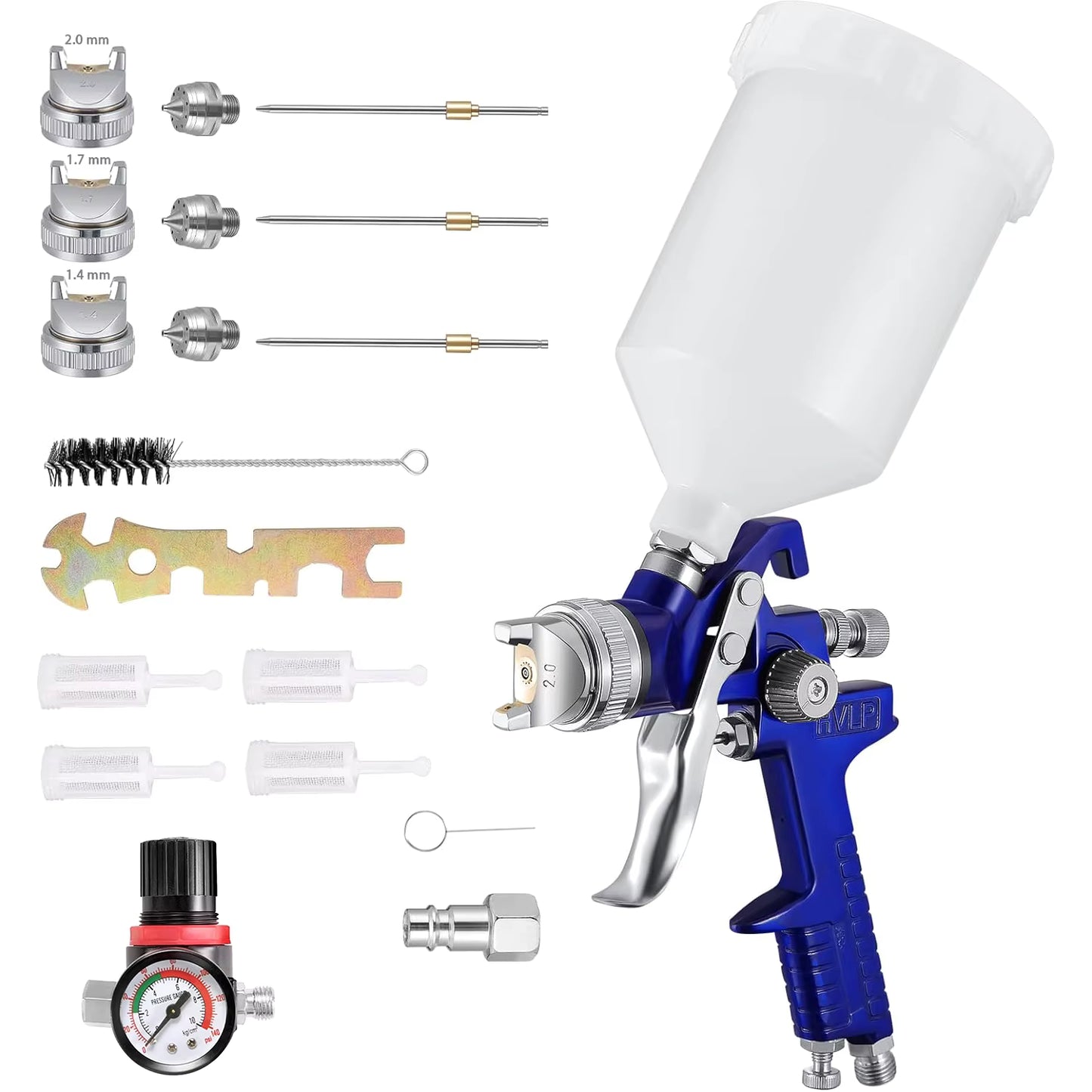 Pistolet Peinture HVLP 600 ml – Pulvérisateur Haute Précision avec Régulateur Pression – Auto Mur Art