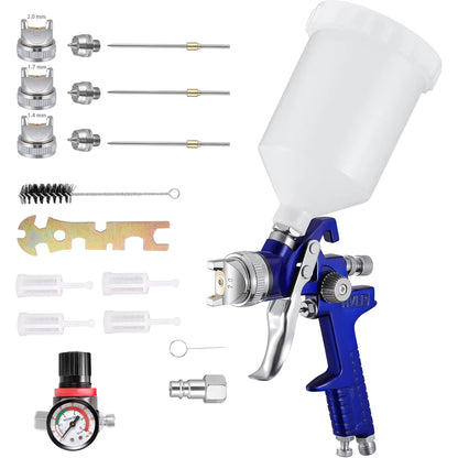 Pistolet à Peinture HVLP 600 ml – Pulvérisateur Haute Précision avec Régulateur de Pression – Mur Auto Art