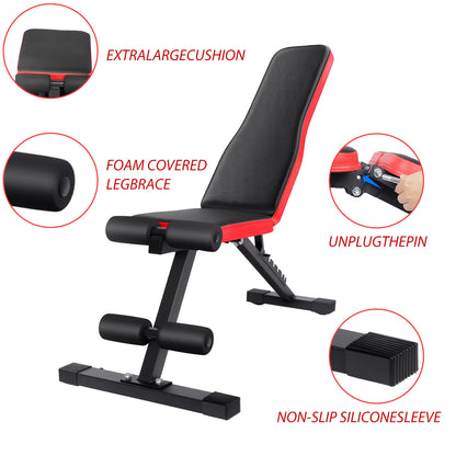 Banc de Musculation Multifonction Réglable 7 Positions – Pliable – Développé Couché & Haltères