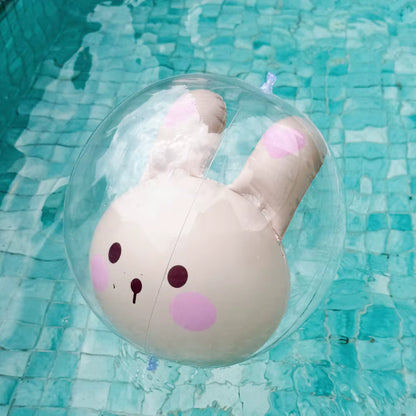 Pelota de playa inflable transparente con diseño de conejo – Juegos de piscina y playa