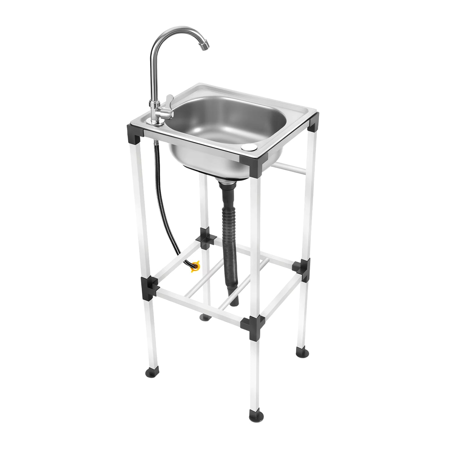 Évier autonome inox avec support, robinet 360°, évier de cuisine mobile, meuble évier extérieur, rangement intégré, usage intérieur et extérieur