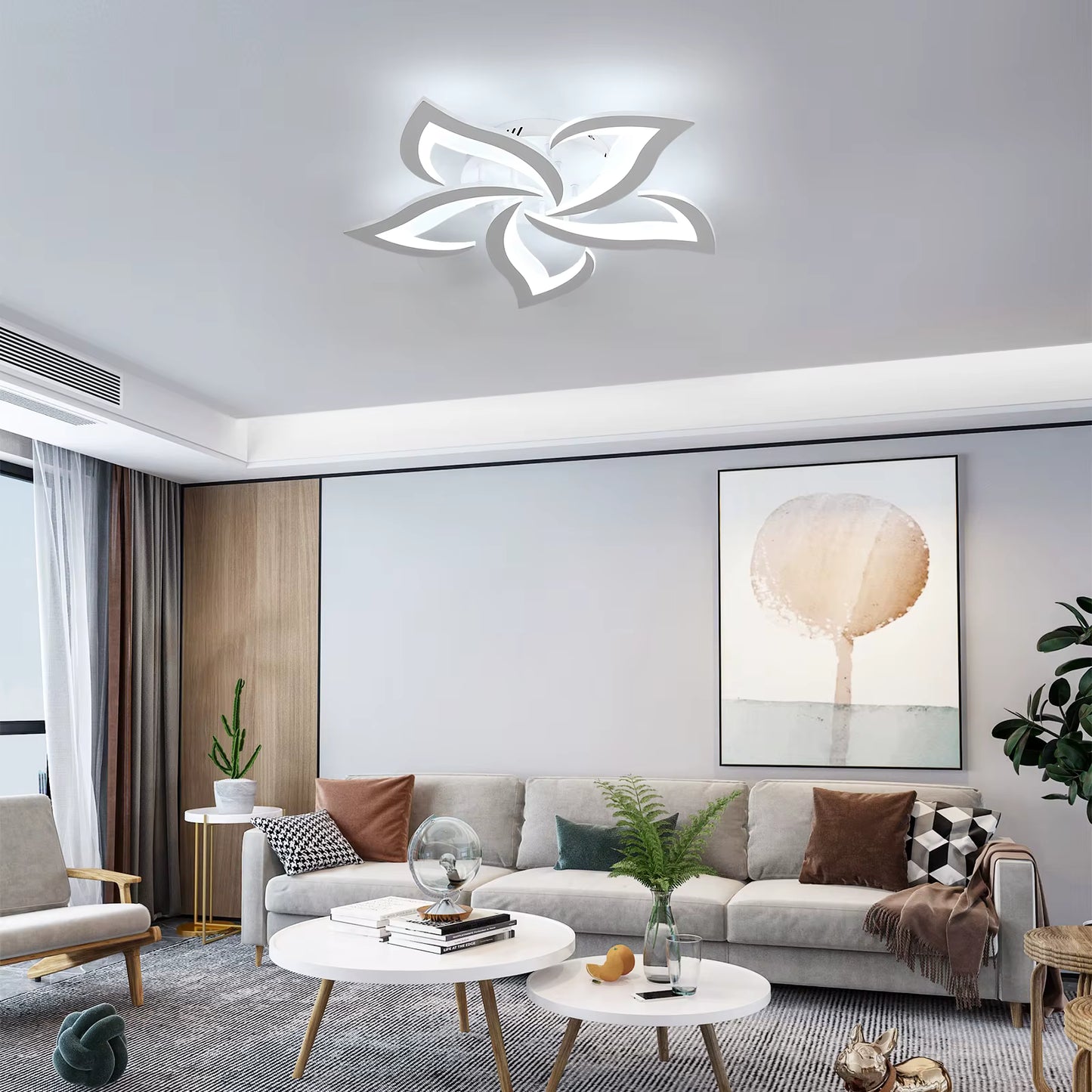 Plafonnier LED Design Pétale 60W 6750LM – Luminaire Moderne Blanc Froid 6500K