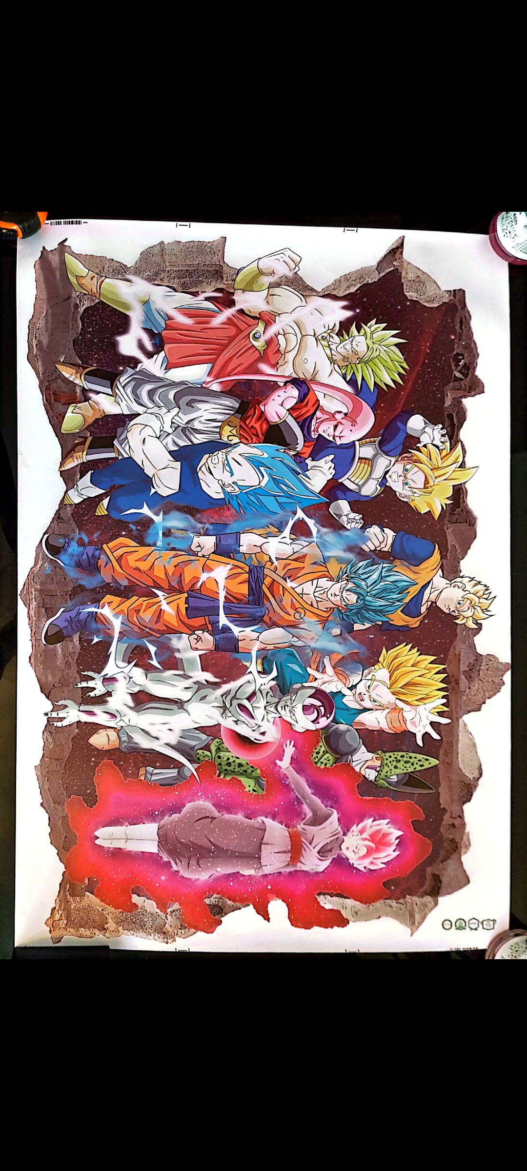 Stickers : Sticker mural Dragon Ball Super – Goku, Vegeta, Broly, Freezer, Cell, Boo – Effet 3D trou mural – Grand format 90x60 cm – neuf 8