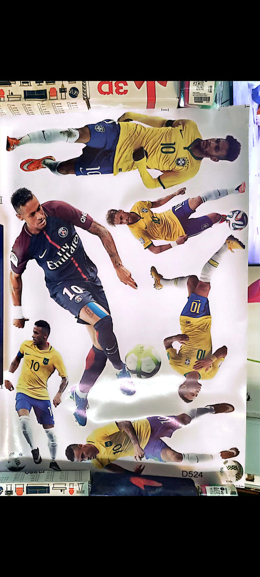 Stickers muraux Neymar Jr – Football Brésil & PSG – Grand format 90x60 cm – décoration chambre, salon, bureau, sport, footballeur légendaire – 8
