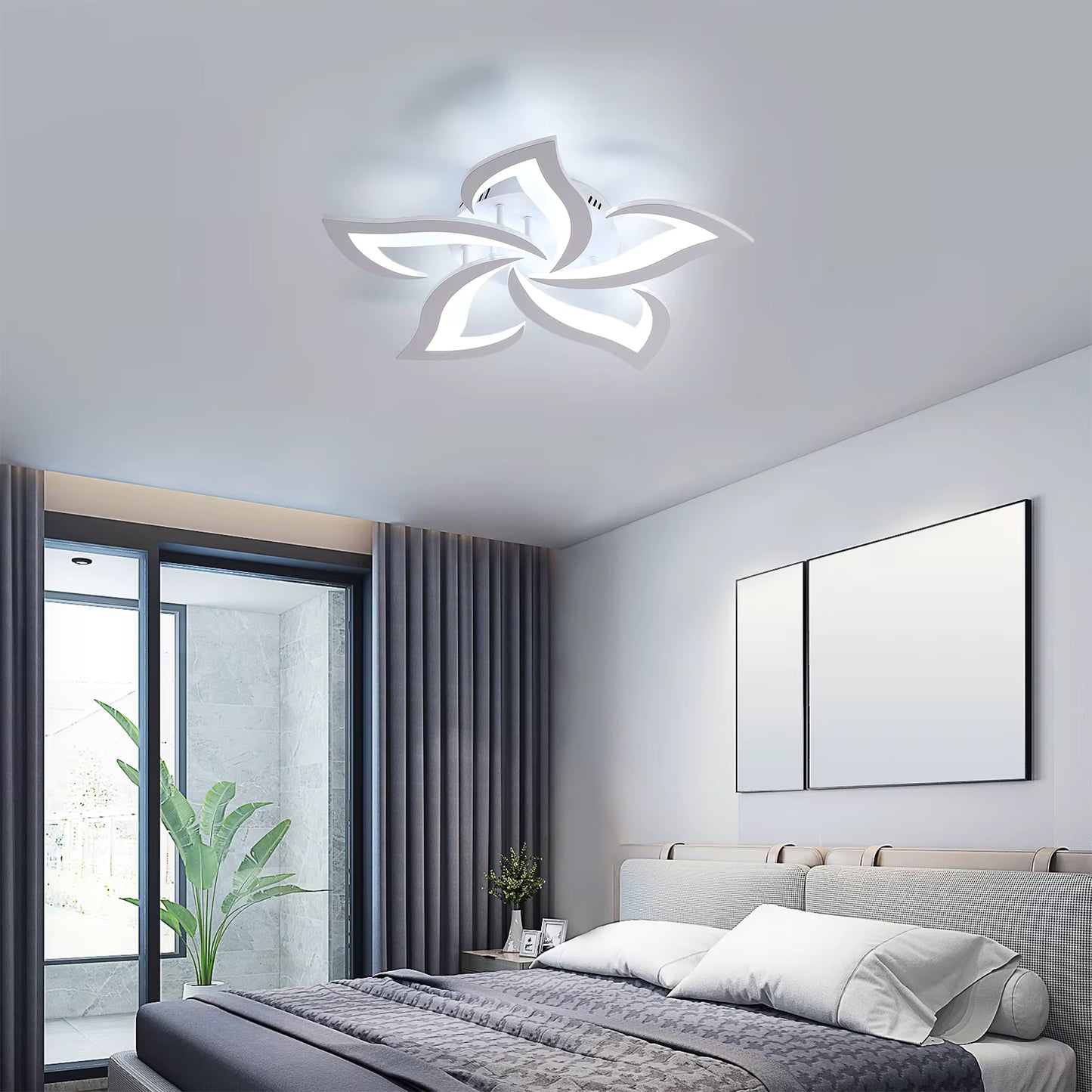Plafonnier LED Design Pétale 60W 6750LM – Luminaire Moderne Blanc Froid 6500K