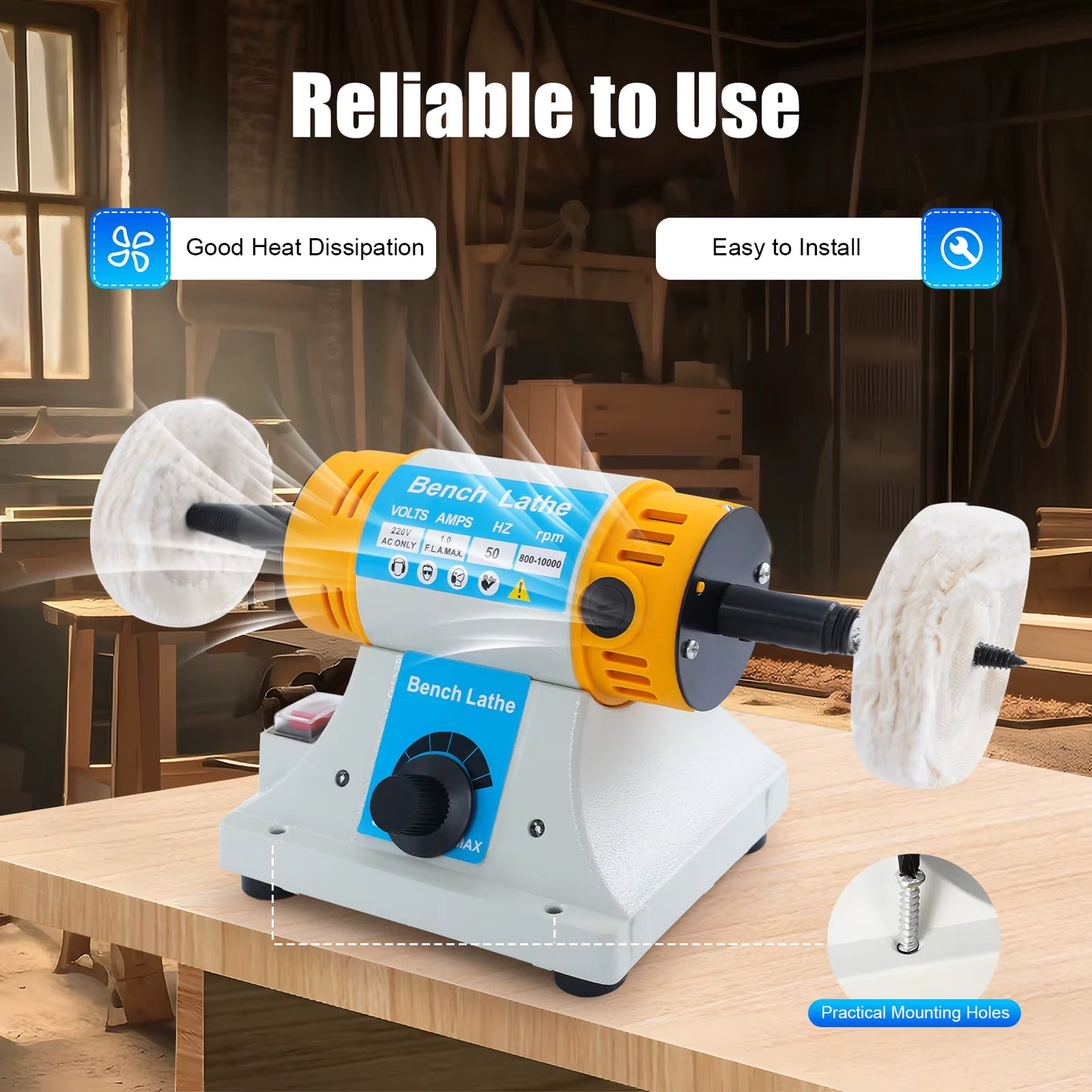 Polisseuse de table électrique filaire 320 W à vitesse réglable