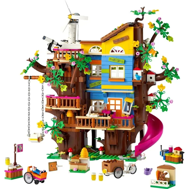 Cabane dans Arbre 1114 Pièces Blocs de Construction – Maison Nature avec Toboggan – Jeu Créatif Enfant – Cadeau Fille Garçon –