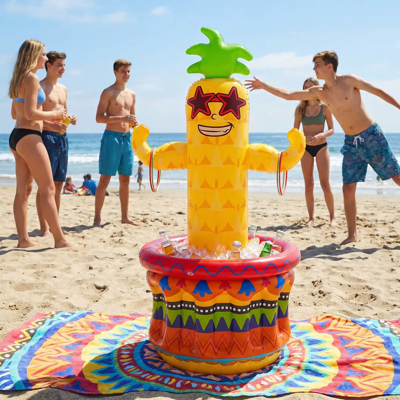 Bar Flottant Gonflable Tiki – Glacière & Porte-Boissons Flottant – Piscine, Spa & Fêtes Été