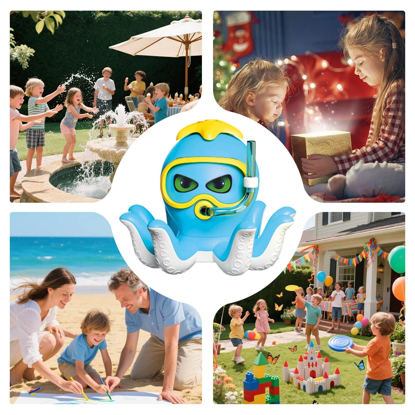 Jouet Pulvérisateur d'Eau Pieuvre Rotative pour Enfants – Arroseur Aquatique de Jardin – Fontaine d'Eau Extérieure – Jeu d'Été Piscine et Plage – Cadeau Garçon Fille