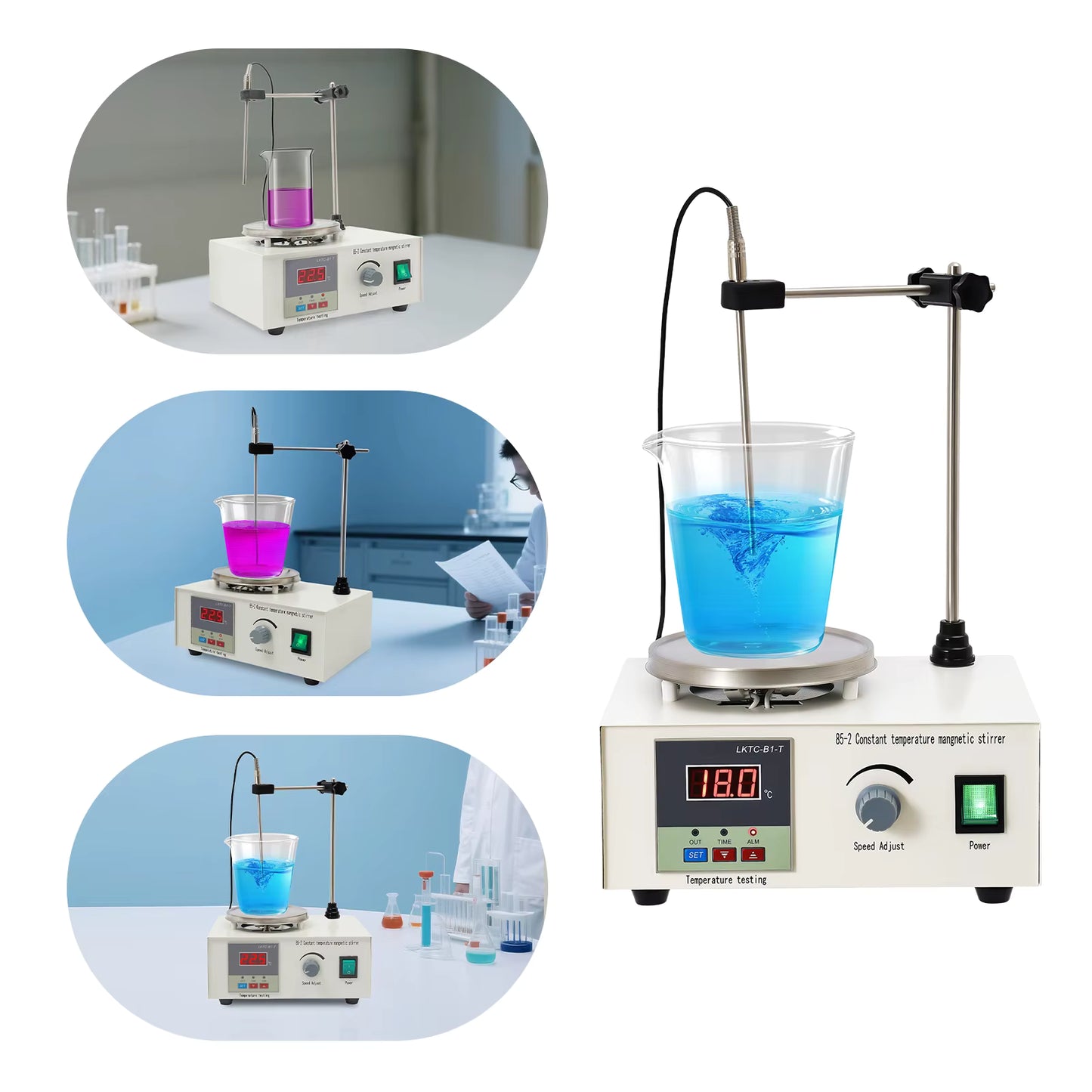 Agitateur Magnétique Chauffant 250W – Plaque Chauffante avec Contrôle Température et Vitesse – Mélangeur de Laboratoire Numérique 2000 ml