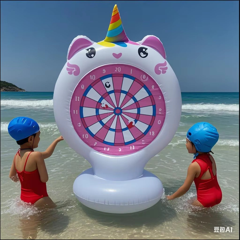 Jeu de Fléchettes Gonflable Géant pour Piscine et Jardin – Cible XXL avec Balles – Jeu d'Eau Extérieur pour Enfants et Famille – Aire de Jeux Gonflable Été