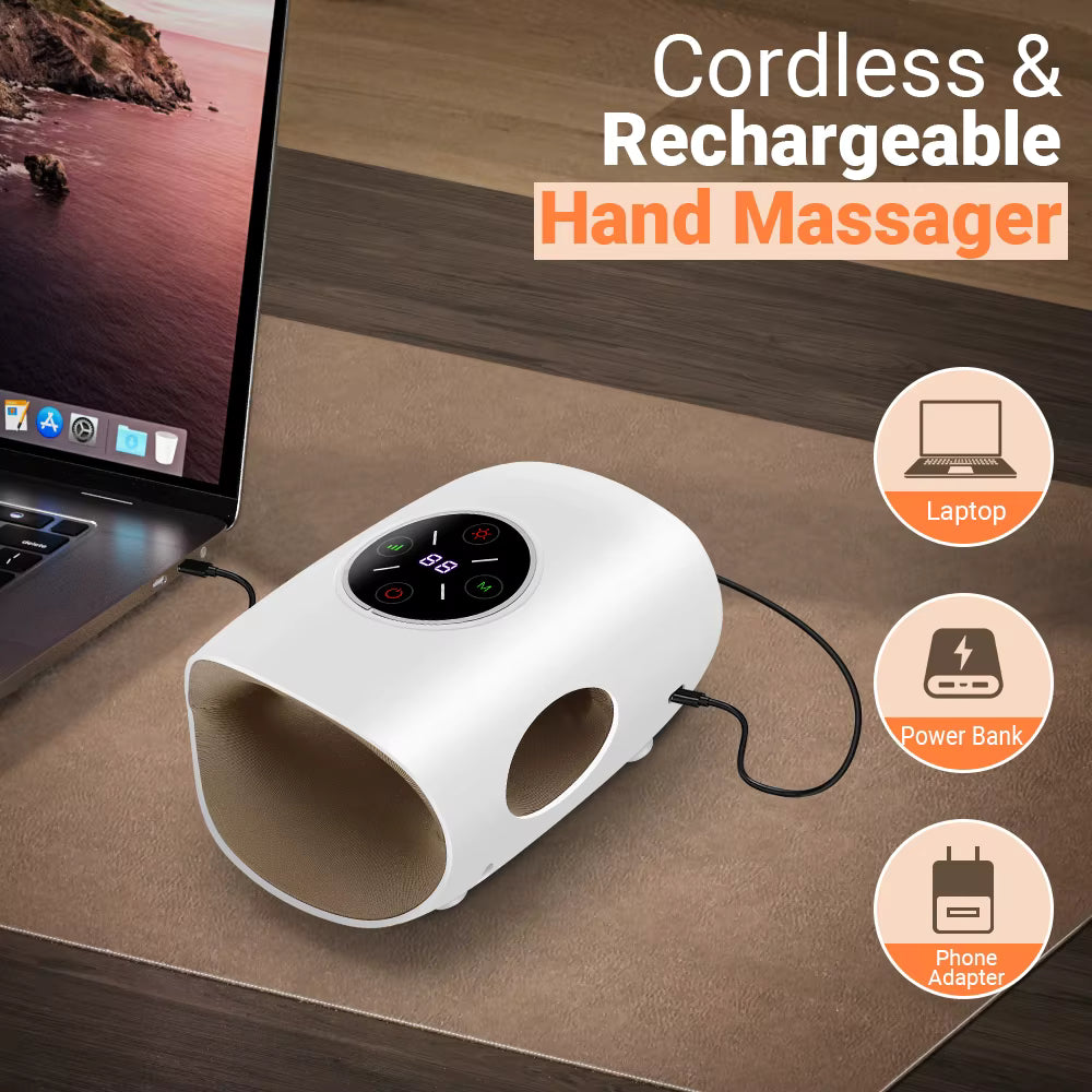 Masseur de Main Électrique Intelligent Airbag – 3 Modes, Chaleur, Compression, Sans Fil, Relaxation & Soulagement des Douleurs
