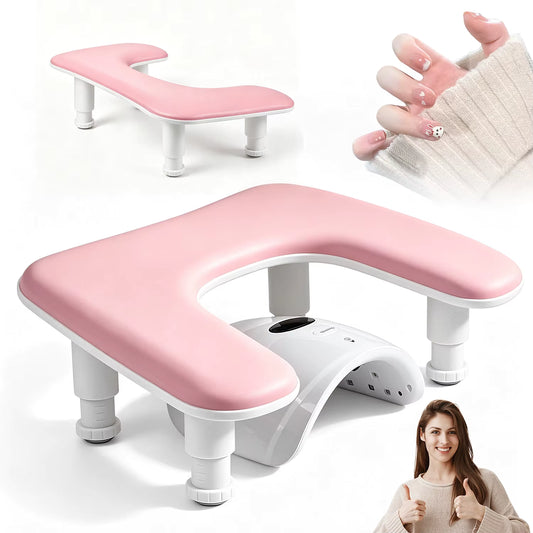 Professional Adjustable Height Manicure Hand Rest – U-Shaped Ergonomic Cushion – Nail Art & Gel Application Support – Beauty Salon