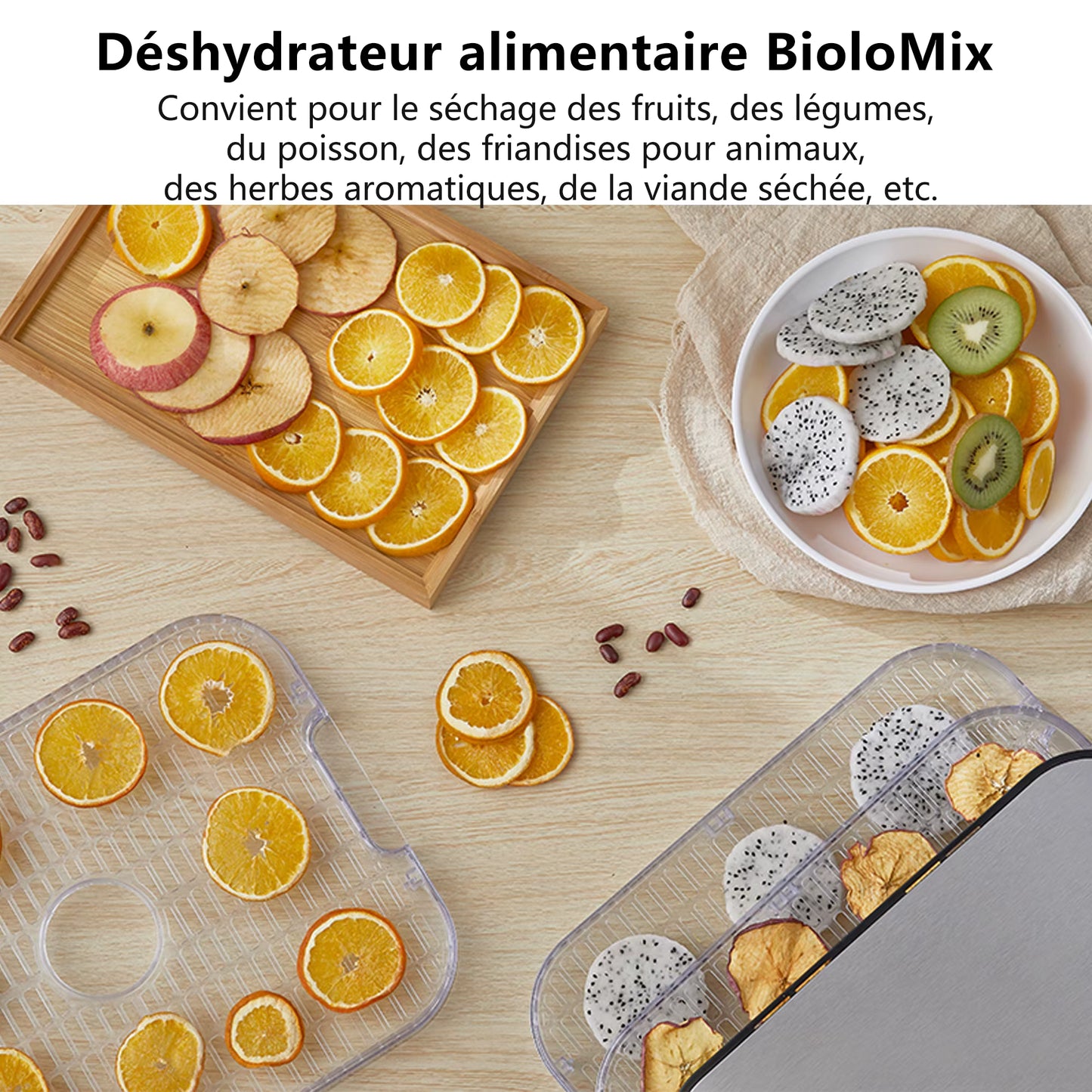 Déshydrateur Alimentaire  5 Plateaux Sans BPA – Séchoir Fruits et Légumes avec Minuterie Numérique et Contrôle Température