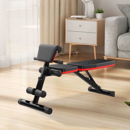 Banc de Musculation Multifonction 6-en-1 Pliable – Réglable – Développé Couché, Abdos & Haltères