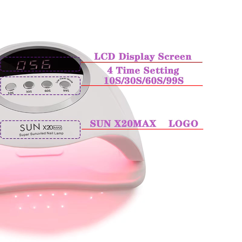Lampe UV LED SUN X20MAX 72 LEDs pour Ongles – Sèche Vernis Gel Professionnel avec Écran LCD et Minuterie