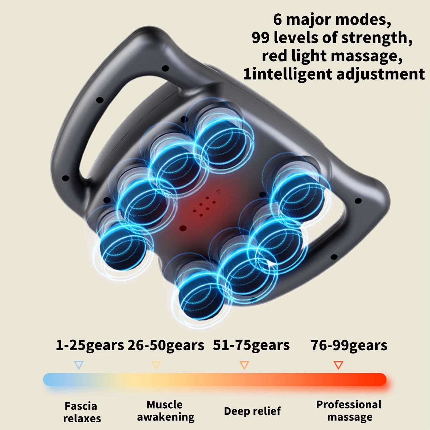 Pistolet de massage musculaire multifonction 16 têtes – Appareil de massage corps, 99 vitesses, anti-douleur, récupération sportive