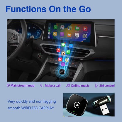 Adaptateur CarPlay Sans Fil pour iPhone – Dongle WiFi 5 GHz Plug & Play Compatible iOS 10+