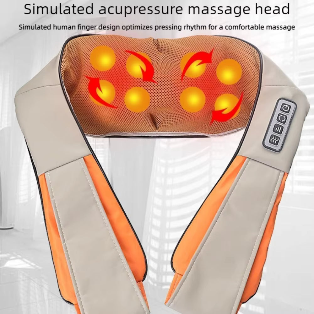 Masseur Cervical Chauffant Shiatsu Électrique – Châle de Massage Cou et Épaules – Massage à Pétrissage Profond – Utilisation Maison et Voiture