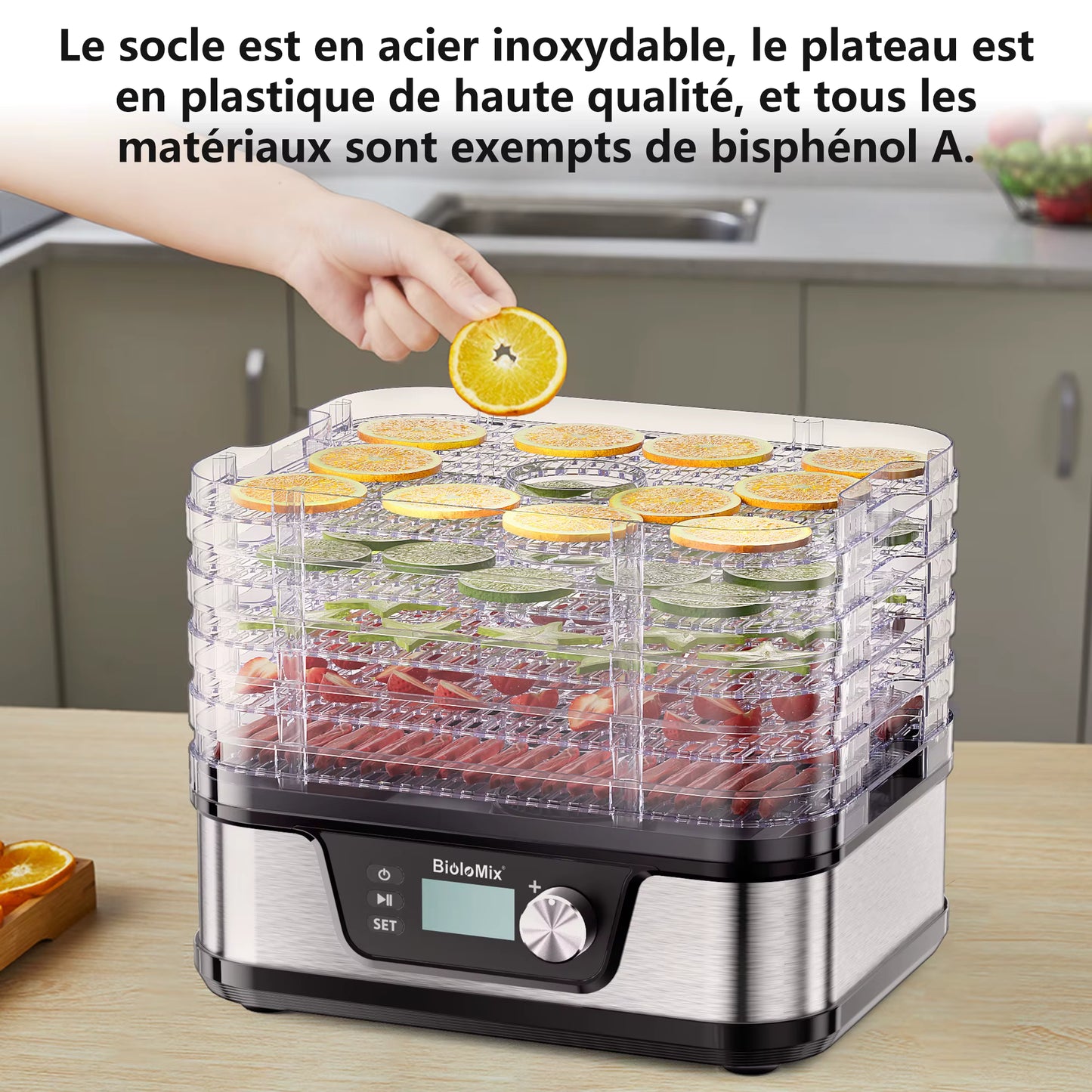 Déshydrateur Alimentaire  5 Plateaux Sans BPA – Séchoir Fruits et Légumes avec Minuterie Numérique et Contrôle Température