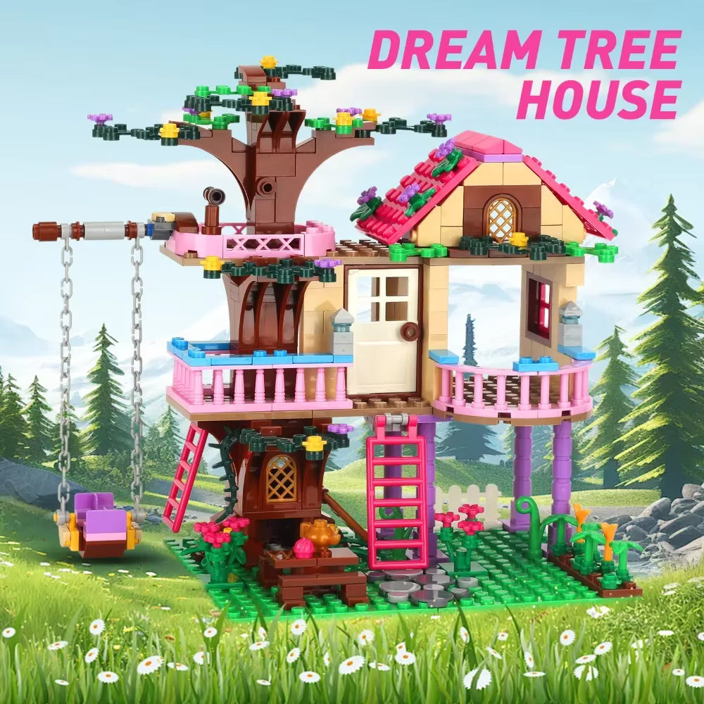 Cabane dans Arbre en Blocs de Construction 685 Pièces – Maison Nature avec Toboggan – Jeu Créatif Enfant – Cadeau Fille Garçon