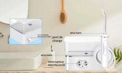 Hydropulseur Dentaire Portable 570ml – Irrigateur Buccal USB Rechargeable – 6 Modes & 5 Embouts – Nettoyage Interdentaire Haute Pression