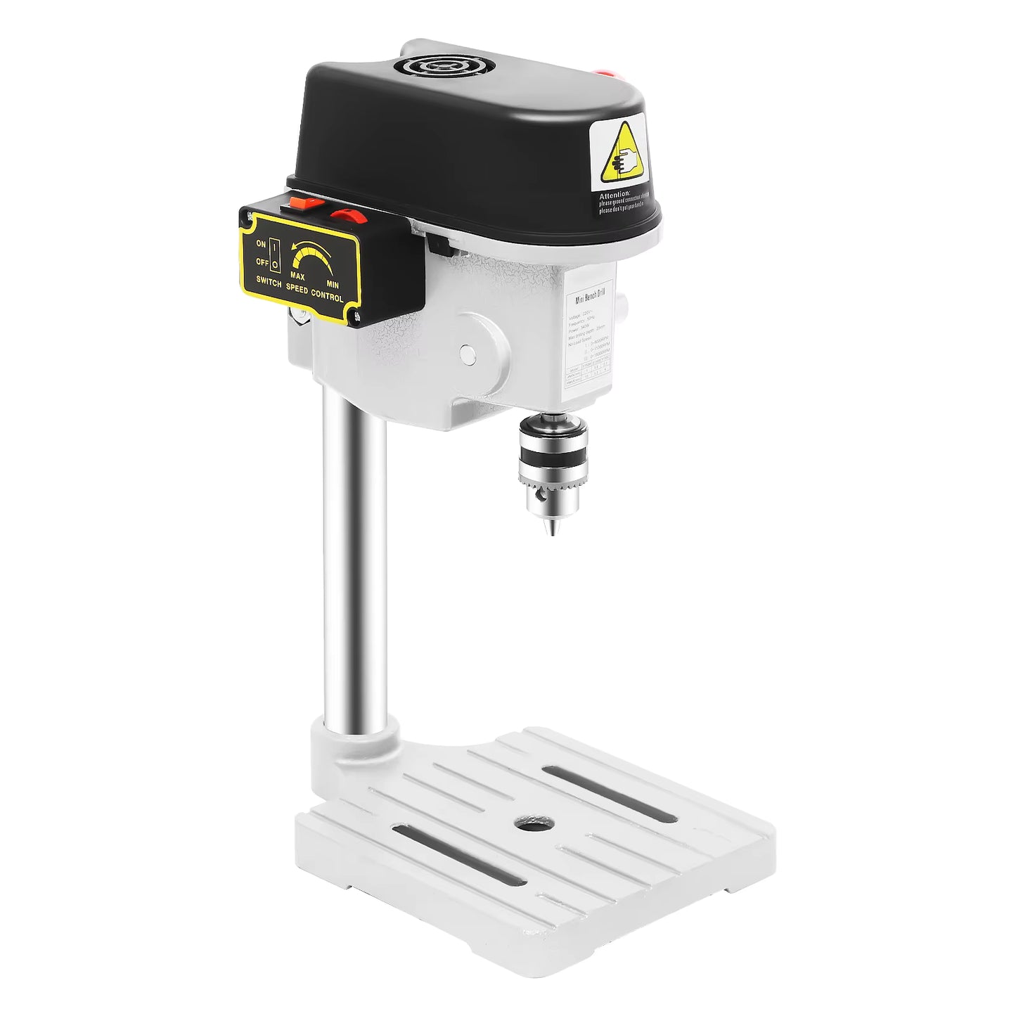 Mini perceuse d’établi 340W réglable 3 vitesses, perceuse de précision sur table, outil électrique portable pour bois, métal et bricolage