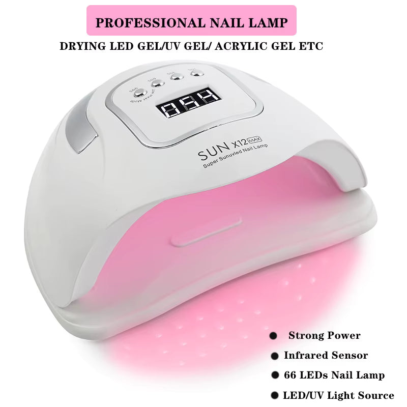 Lampe UV LED SUN X12MAX 66 LEDs pour Ongles – Sèche Vernis Gel Professionnel avec Écran LCD et Poignée – Lampe Nail Art UE