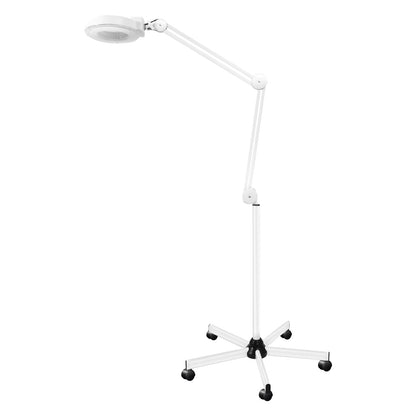 Lampe Loupe sur Pied 5X 24W LED – Lampe Grossissante avec Roulettes pour Esthétique, Onglerie et Tatouage – Éclairage Professionnel