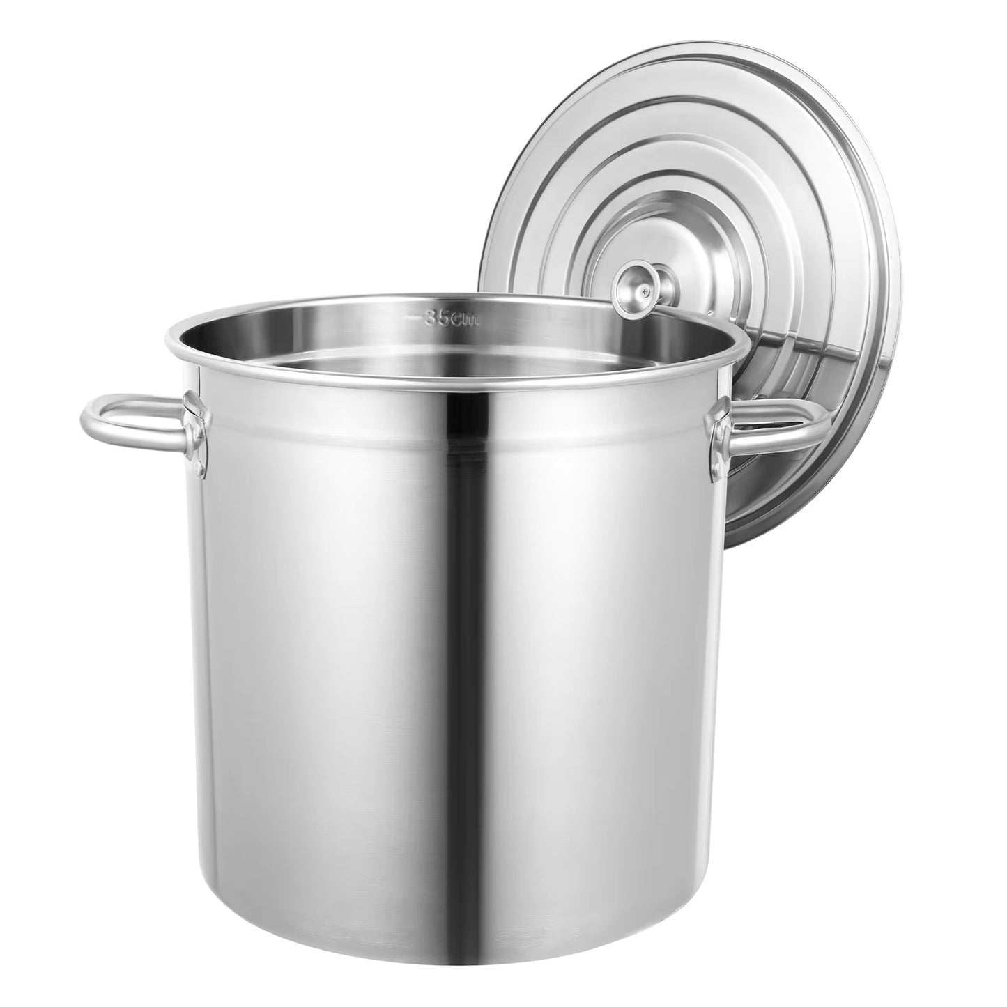 Marmite en acier inoxydable 35 litres avec couvercle – Grande capacité – Faitout cuisine professionnel – Préparation soupes et ragoûts