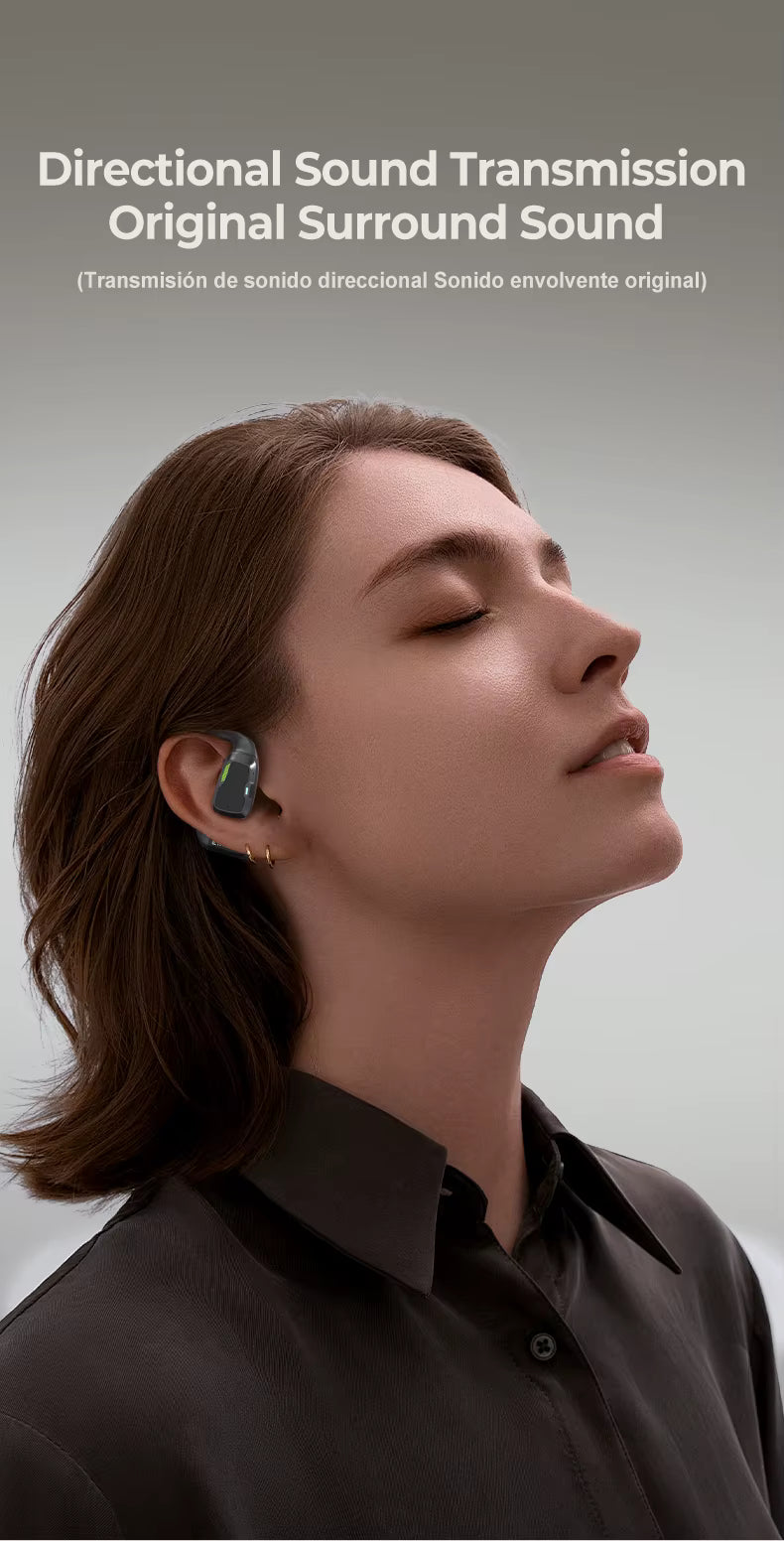 Écouteurs Bluetooth Sans Fil avec Écran LED – Casque Sport Open Ear, Micro Intégré, Autonomie Longue Durée, Compatible Smartphone