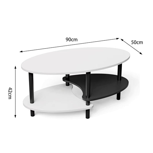 Table basse scandinave avec 3 étagères – Table de salon et table d’appoint pour café, chambre et bureau – 90 x 50 x 42 cm