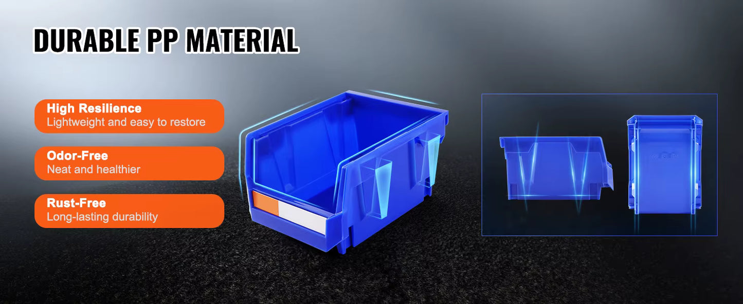 Lot de 24 Bacs de Rangement Empilables 5x4x3 Pouces – Étagère Garage Autoportante – Conteneurs Suspendus