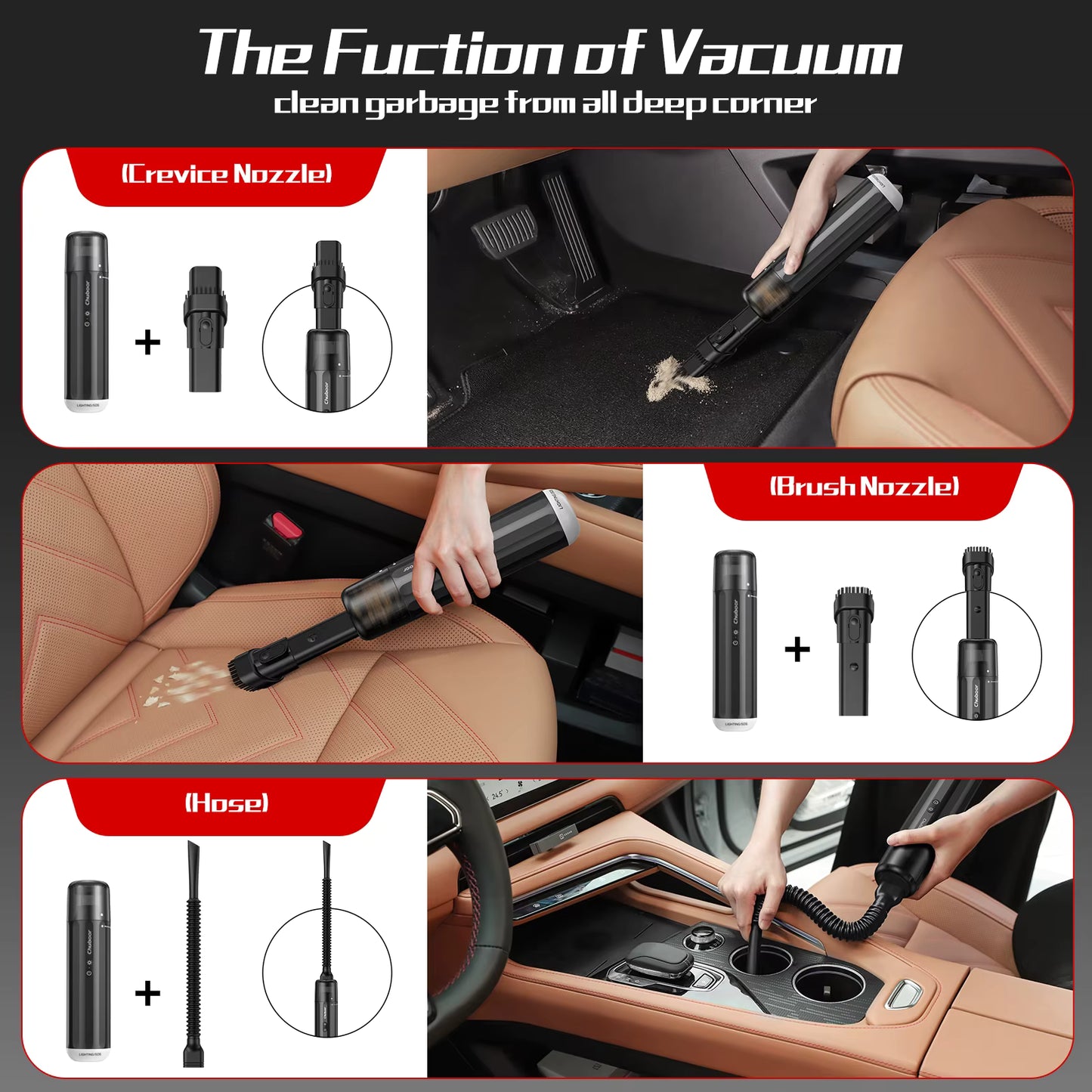 Aspirateur de voiture sans fil 13000 Pa haute puissance portable