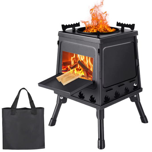 Poêle à Bois Portable Pliable pour Camping et Randonnée – Réchaud Extérieur avec Sac de Transport et Gants – Cuisine Plein Air