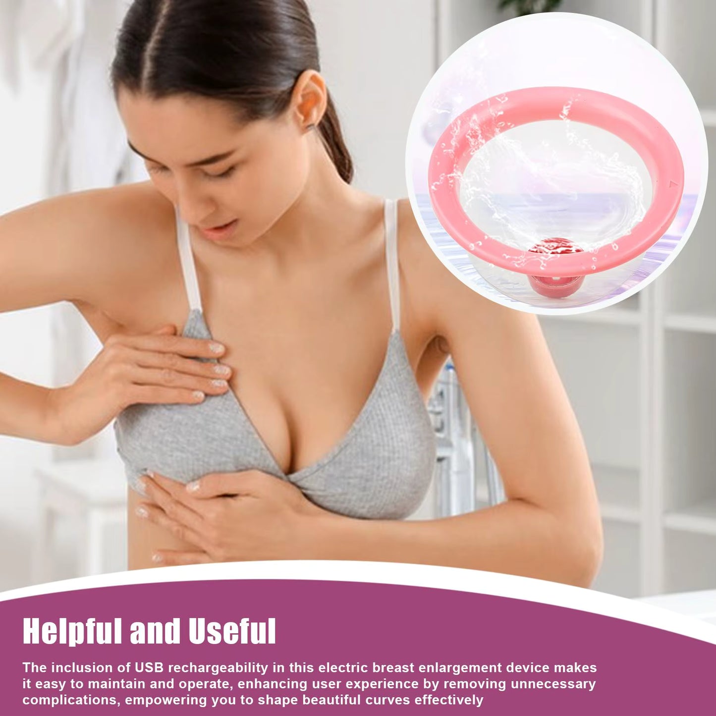 Appareil de Massage Poitrine Électrique pour Femme – Ventouses de Massage et Raffermissement – Pompe de Massage Corps Relaxant – Accessoire Bien-être Beauté