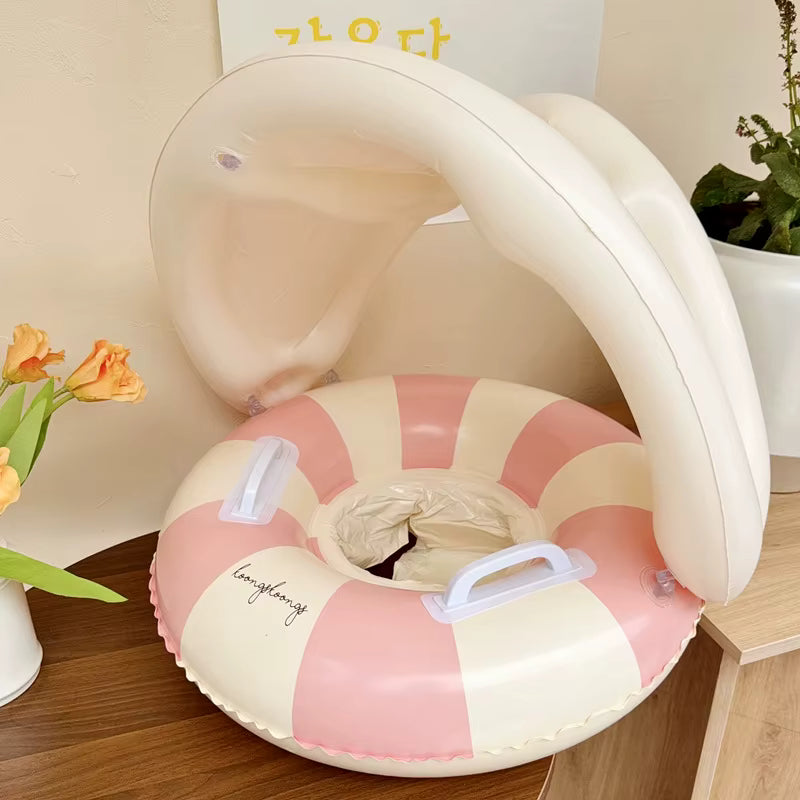 Bouée Bébé Gonflable avec Pare-Soleil Amovible – Siège Flottant de Piscine pour Enfants jusqu'à 25 kg – Anneau de Natation Sécurisé pour Piscine et Plage