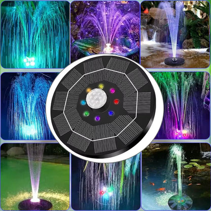 Fontaine Solaire Flottante LED – 7 Buses, Pompe Solaire Extérieure pour Bassin, Étang, Jardin & Bain d’Oiseaux