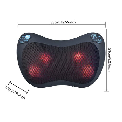 Coussin de massage cervical électrique chauffant à pétrissage